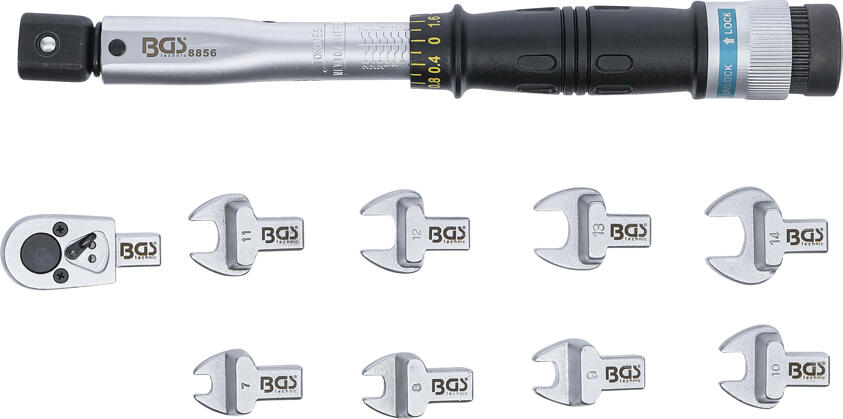 BGS Technic BGS 8856 Momentový klíč 1/4" pro 6 ÷ 30 Nm, matic. klíče 7 ÷ 14 mm