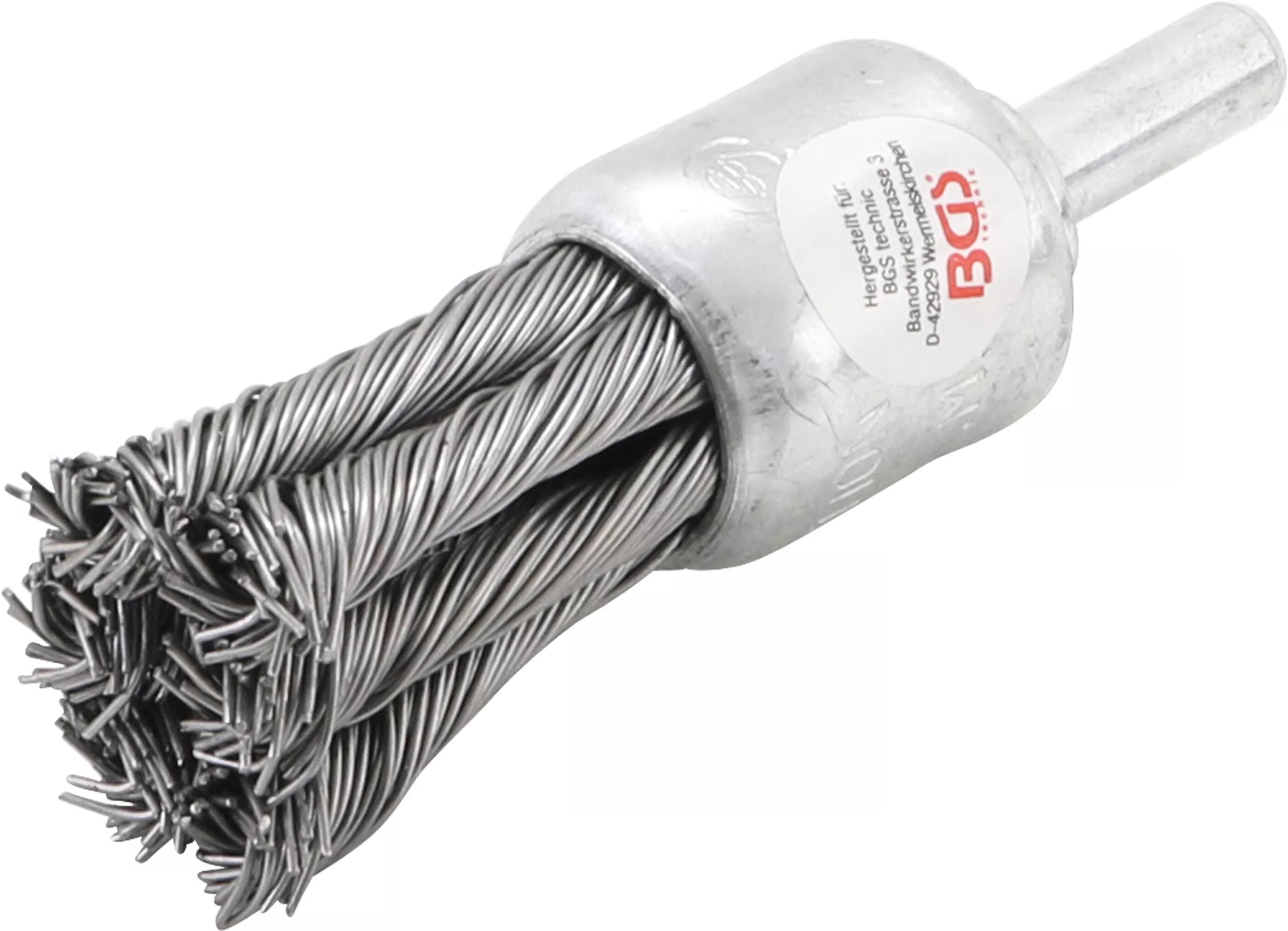 BGS Technic BGS 8363 Štětcový drátěný kartáč pr. 20 mm, zaplétaný, dřík 6 mm, ocelový