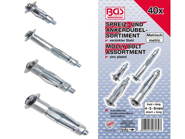 BGS Technic BGS 8139 Kotevní hmoždínky. Sada 40 dílů