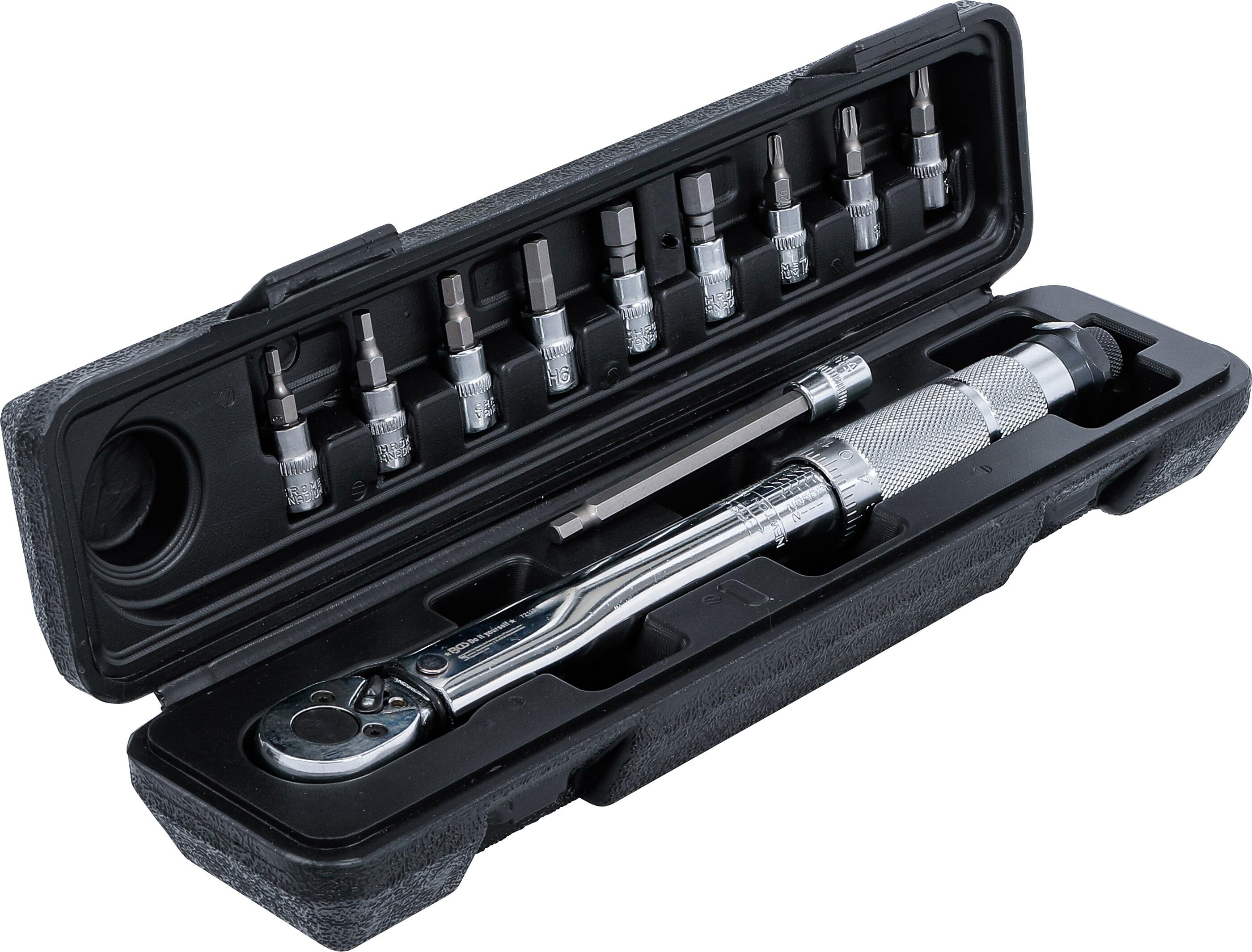 BGS Technic BGS 72118 Momentový klíč 2 ÷ 24 Nm s ráčnou 1/4" včetně bitových hlavic (Sada