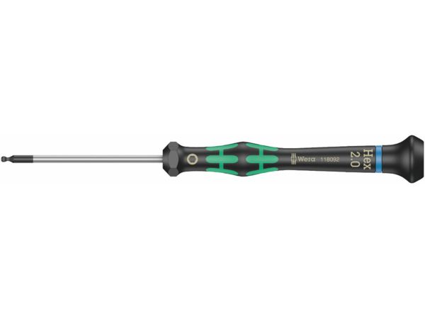 Wera 118092 Šroubovák šestihranný 2x60 mm s kulovou hlavou k použití v elektronice Kraftfo