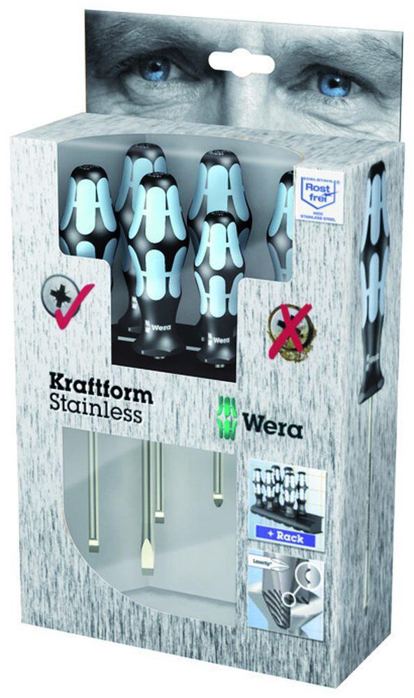 Wera 032060 Sada šroubováků Kraftform Plus 3334/6, (6 dílů + stojánek)