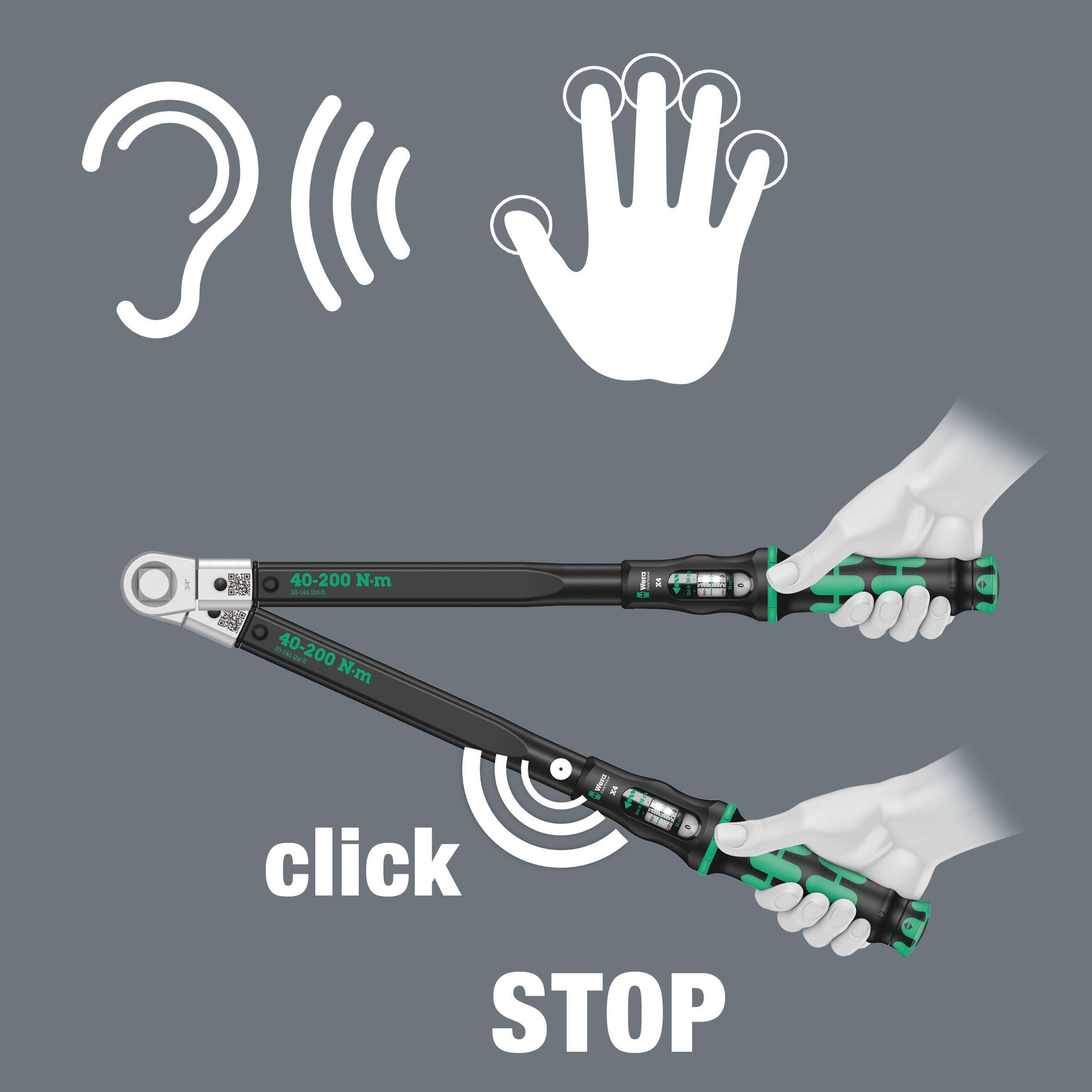Wera 075654 Momentový klíč Wera Click-Torque X 4 pro nástrčné nástroje (40 - 200 Nm)