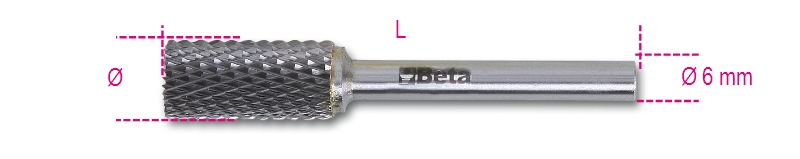 Beta tools Pilník rotační z karbidu, 426md/cp16, válcový 16 x 25 x 69 mm, stopka 6mm