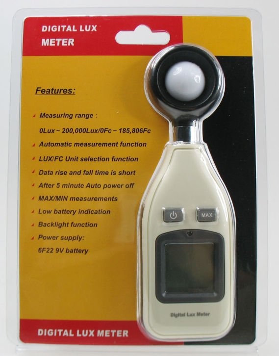 Digitální luxmetr, rozsah 0-200000 lx - Genborx