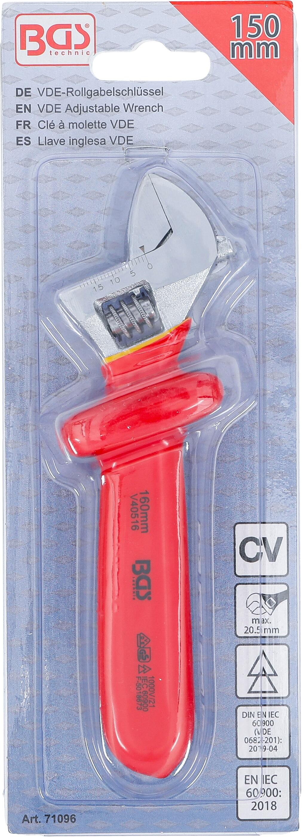Francouzský klíč VDE izolovaný elektrikářský, rozevření 20.5 mm - BGS 71096