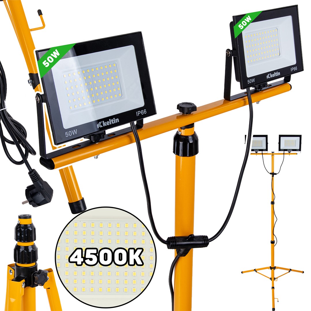 Keltin Dílenská lampa LED SMD 2x 50 W (2x 4500 lm), na stojanu, neutrální bílá (4500K), 230 V