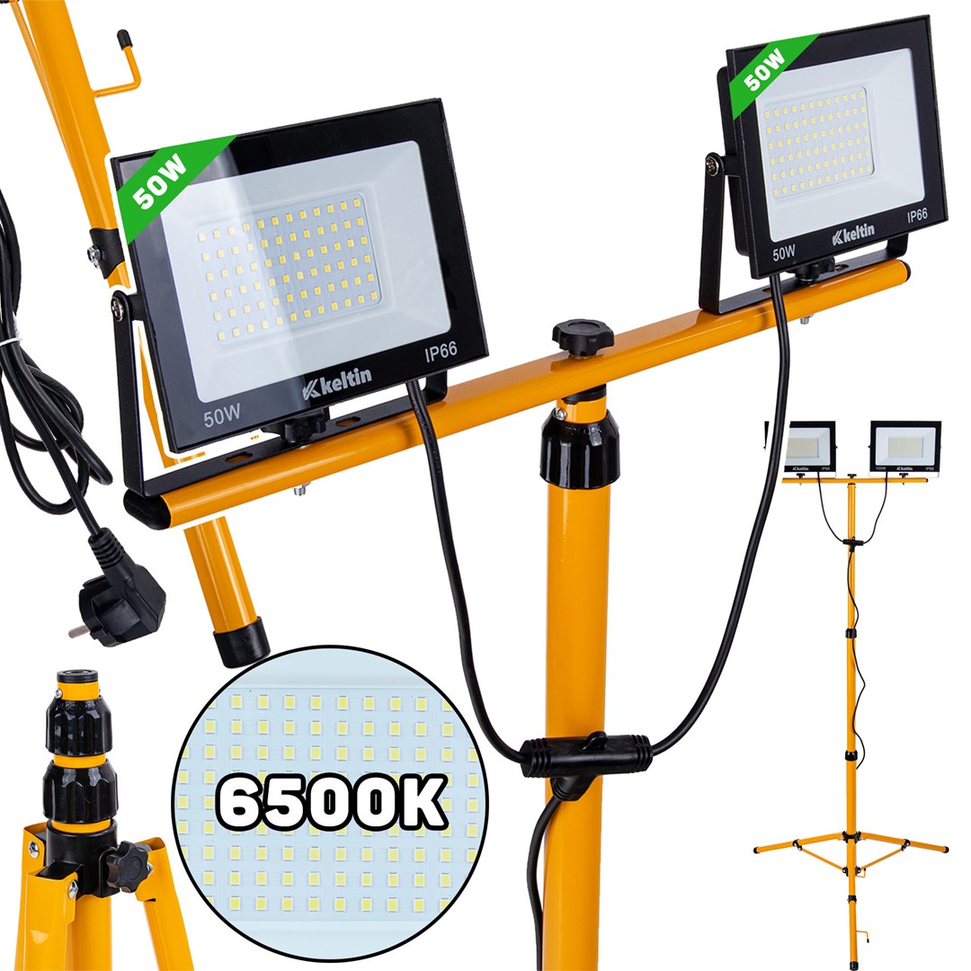Keltin Dílenská lampa LED SMD 2x 50 W (2x 4500 lm), na stojanu, studená bílá (6500K), 230 V