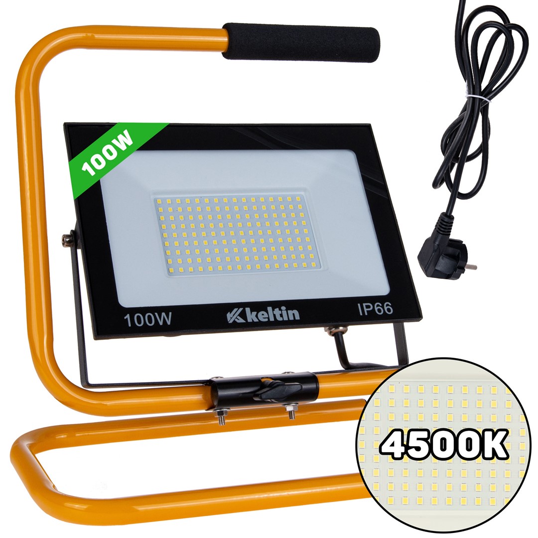 Keltin Dílenská lampa LED SMD 100 W (10000 lm), na stojanu, přenosná,neutrální bílá (4500K), 230V