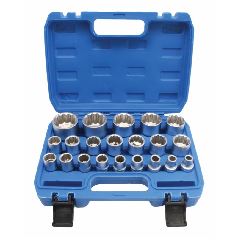 Hlavice nástrčné 1/2", dvanáctihran, 8-36 mm, 21 ks - SATRA