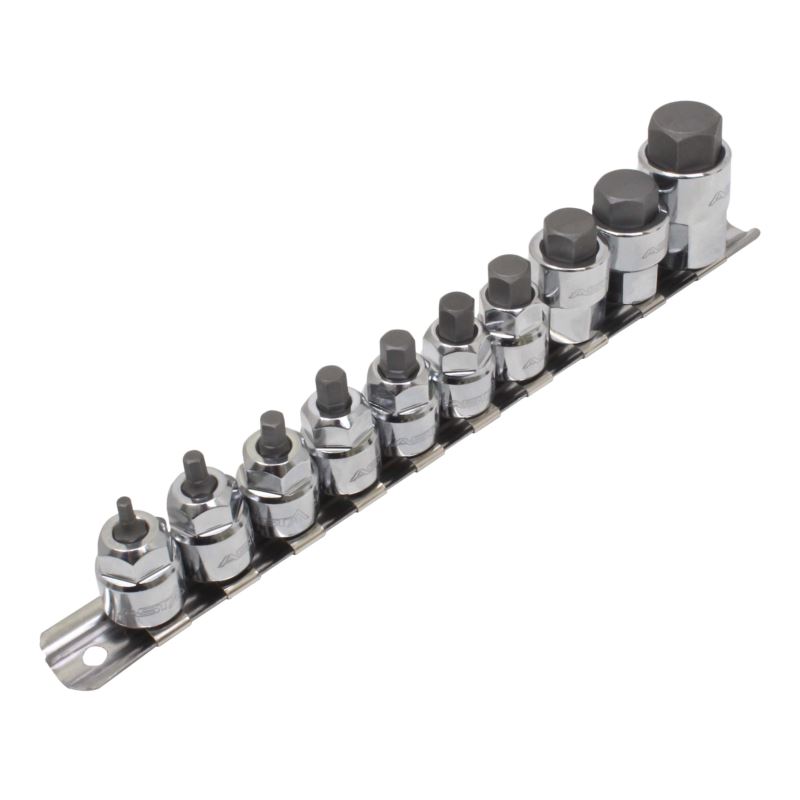 Zástrčné hlavice Imbus 3/8", 1/2", nízkoprofilové, na liště, 3-17 mm, 10 ks - ASTA
