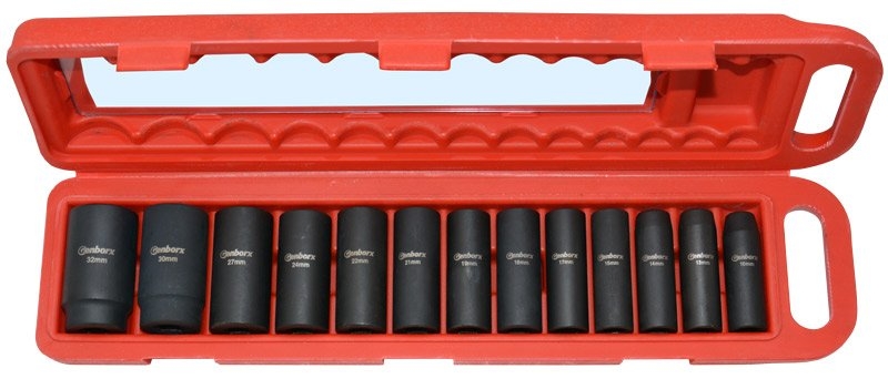 Nástrčné hlavice úderové 1/2" 12hran, 10-32 mm, 13 ks - YM-8097