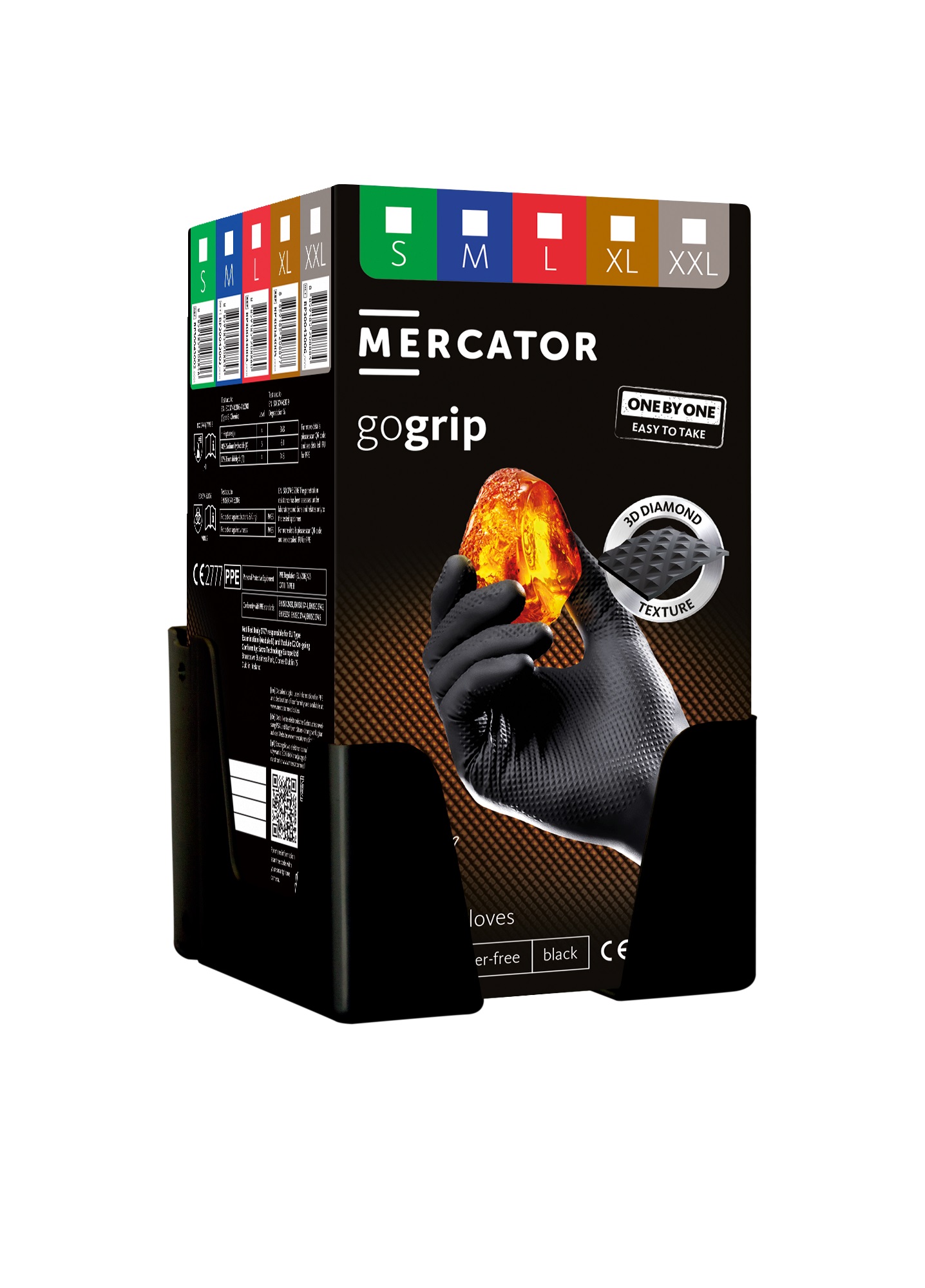 Mercator Nástěnný držák pro výdej rukavic Gogrip „one-by-one“, černá barva