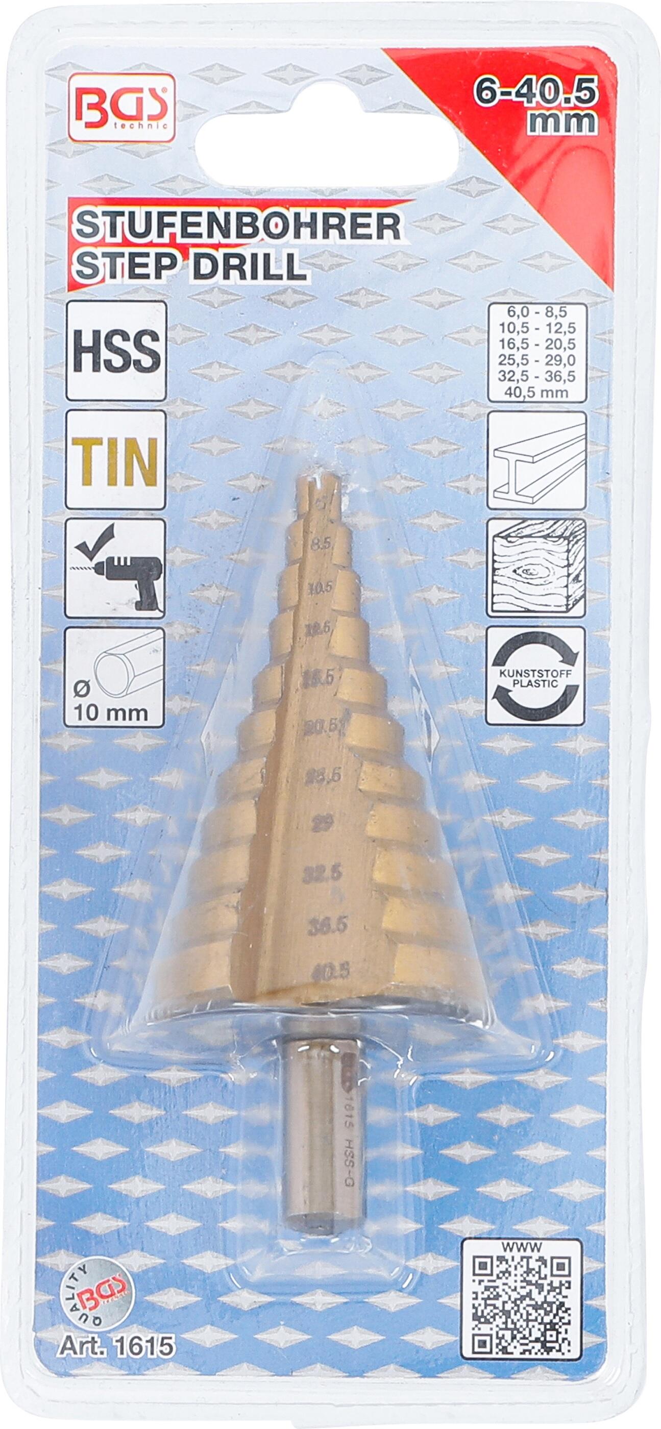 BGS Technic BGS 1615 Kónický vrták HSS pr. 6 ÷ 40,5 mm s titanovým povrchem