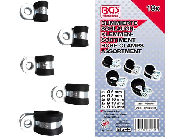 BGS Technic BGS 14145 Hadicové příchytky pr. 6 ÷ 16 mm (Sada 18 dílů)