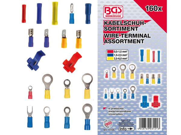 BGS Technic BGS 14105 Kabelová oka, konektory, spojky. Sortiment 160 dílů