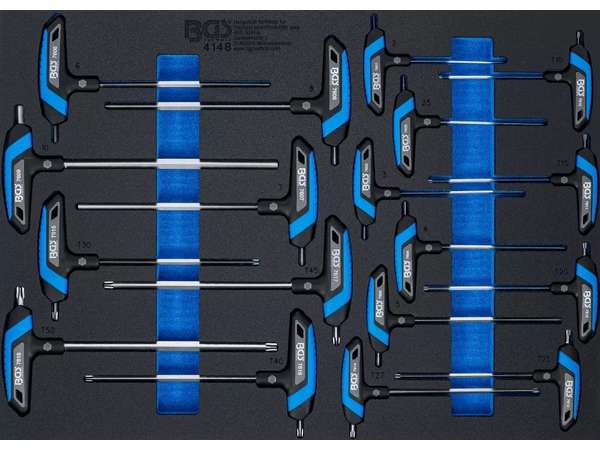 BGS Technic BGS 4148 Nářaďový modul 3/3: Zástrčné klíče s T-rukojetí (Sada 18 dílů)