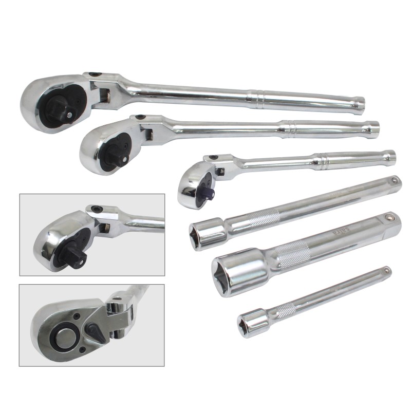 Sada 6 dílů Ráčnových klíčů s prodloužením- SATRA