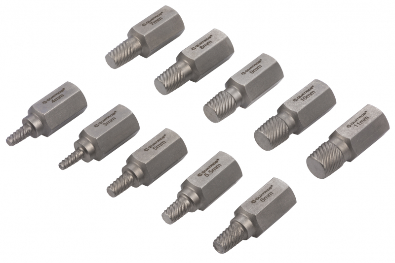 Vytahovače šroubů na poškozené šrouby 3-11 mm 10ks Quatros QS14224