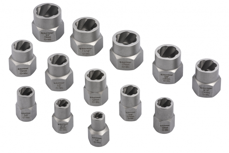 26 dílná sada vytahovačů poškozených šroubů a svorníků