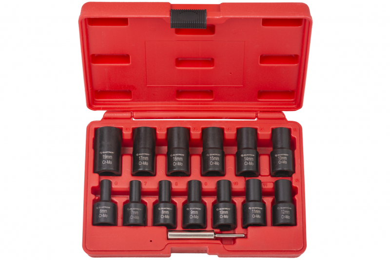 QUATROS QS50930 Sada nástavců 1/2'' pro stržené šrouby 14ks