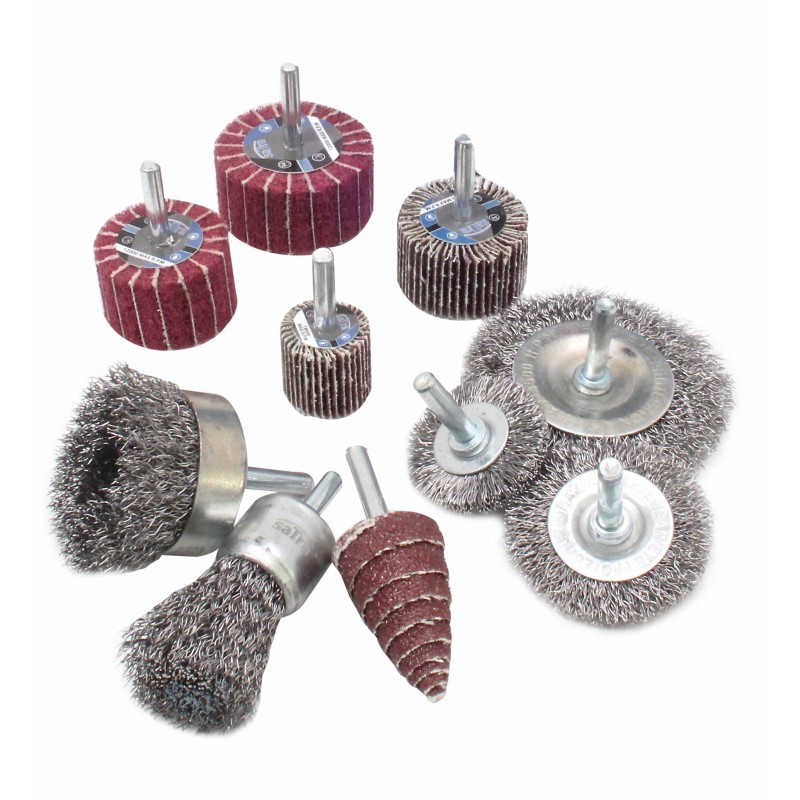 Sada drátěných kartáču a lamelových kotoučů 10 ks - SATRA S-BG10FW