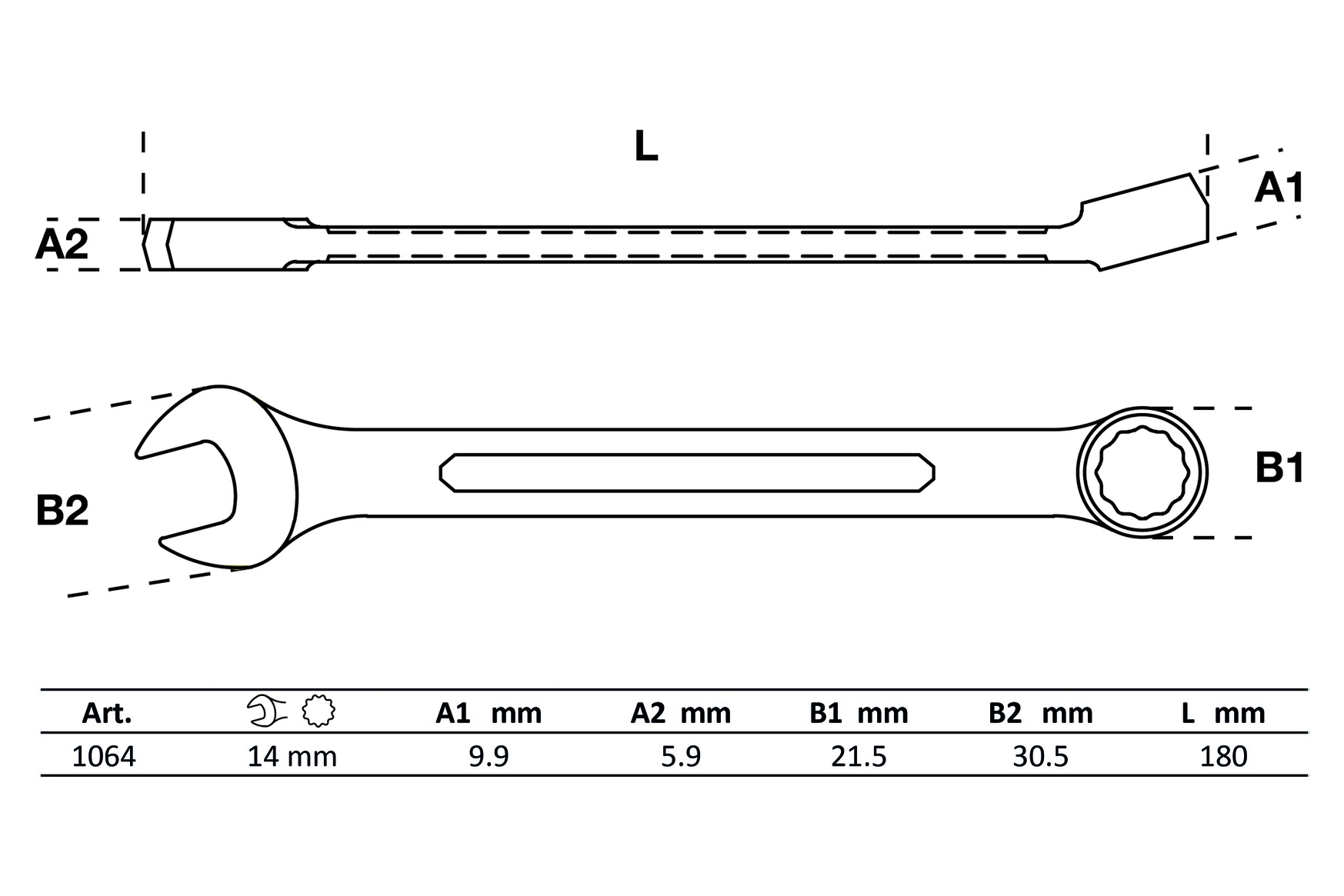 Očkoplochý klíč, 32 mm - B1082