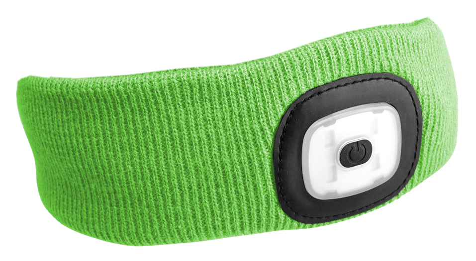 Čelenky s čelovkou 180 lm, nabíjecí USB, univerzální velikosti, různé barvy - SIXTOL Barva: fluorescentní zelená