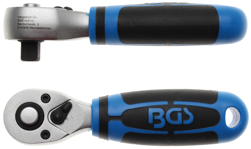 BGS technic Ráčna 1/4" s přepínací páčkou, extra krátká (1/4", 1/2", 3/8") - BGS Velikost čtyřhranu: 3/8"