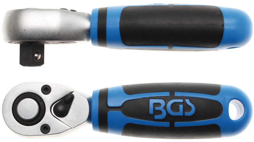 Ráčna 1/4" s přepínací páčkou, extra krátká (1/4", 1/2", 3/8") - BGS