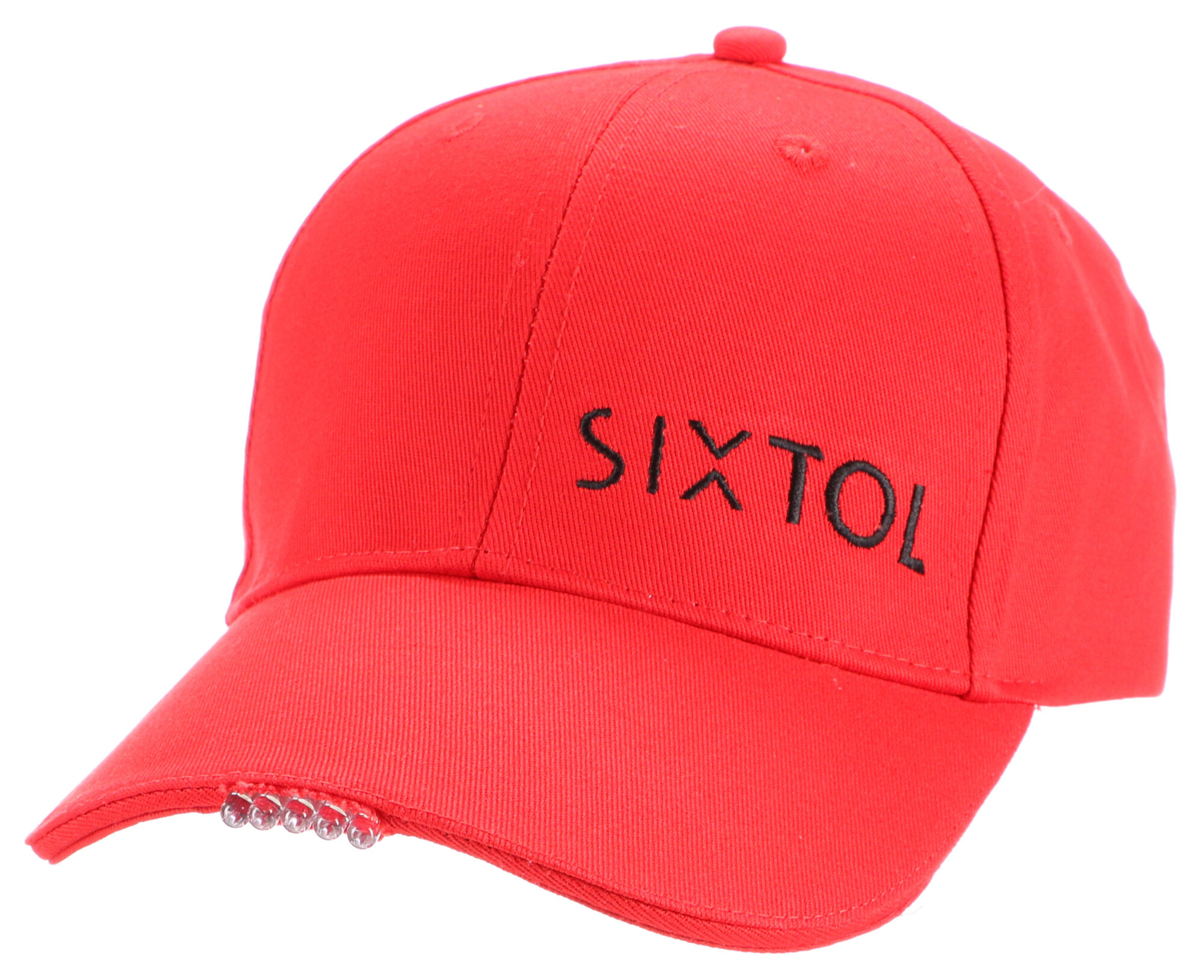 Kšiltovky s LED světlem 25 lm, nabíjeci USB, univerzální velikost - SIXTOL B-CAP Barva: červená