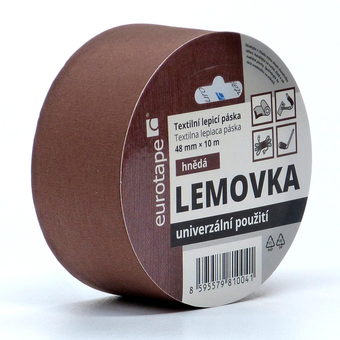 EUROTAPE Textilní lepící páska Lemovka, 48 mm, 10 m, různé barvy Barva: hnědá