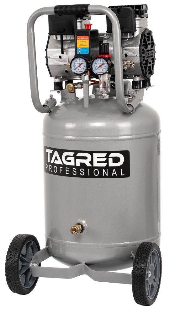 Bezolejový vertikální kompresor s odlučovačem 50l, 230 V, 2 písty, 8 BAR - TAGRED