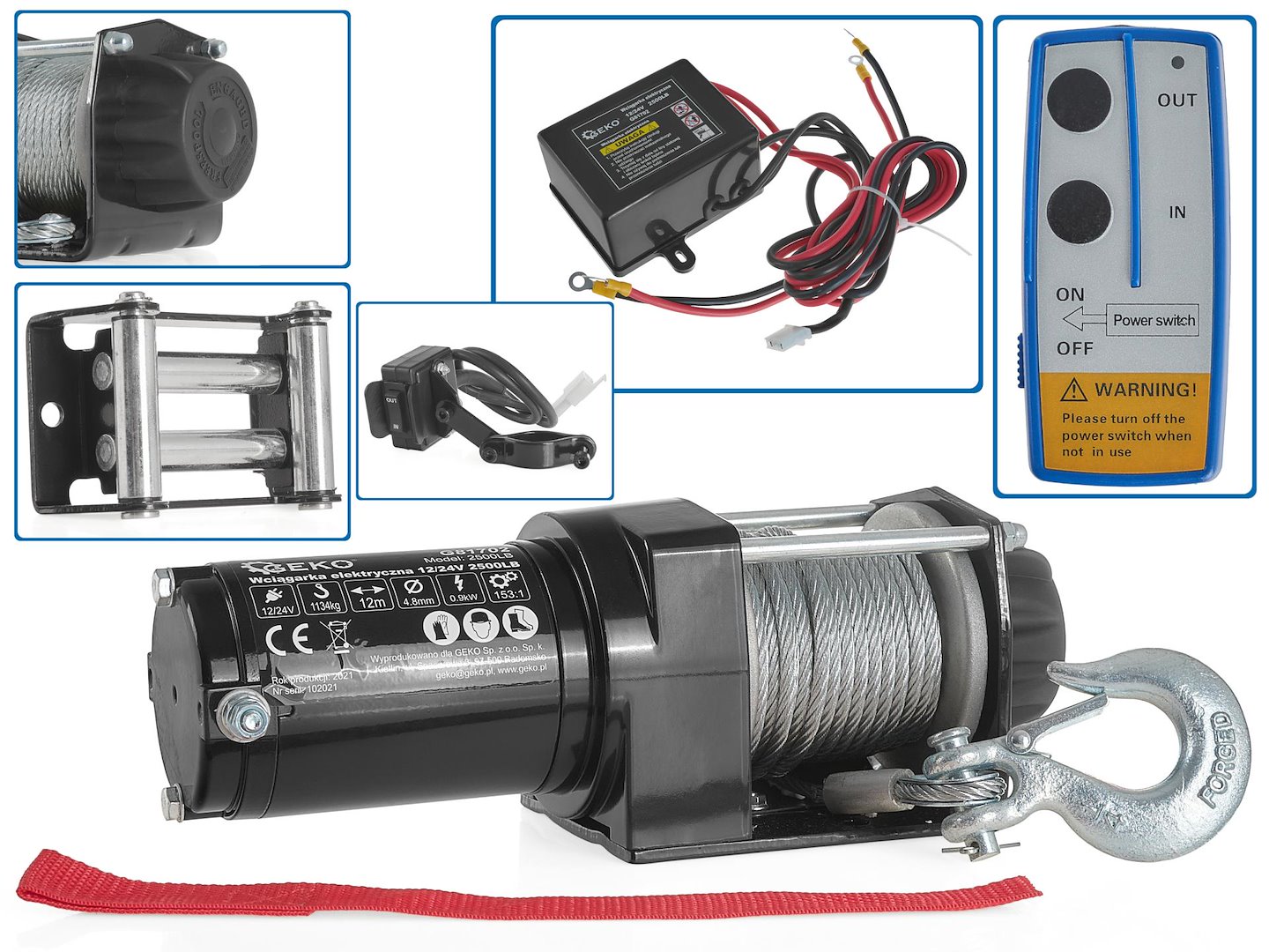 GEKO Elektrický naviják 12 V 2500 LB