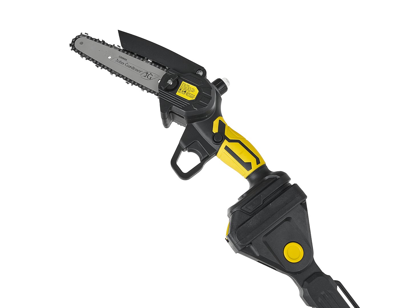 21V 6" akumulátorová řetězová pila 2x2,0 Ah – XXL sada s teleskopickou tyčí 1,65–2,50