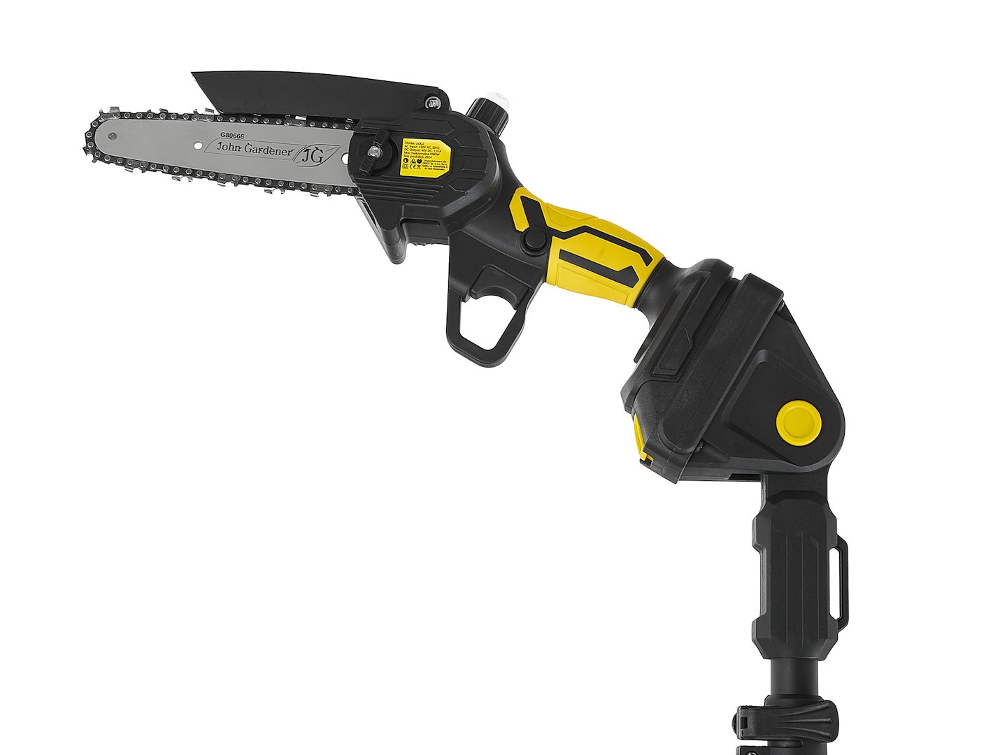 21V 6" akumulátorová řetězová pila 2x2,0 Ah – XXL sada s teleskopickou tyčí 1,65–2,50