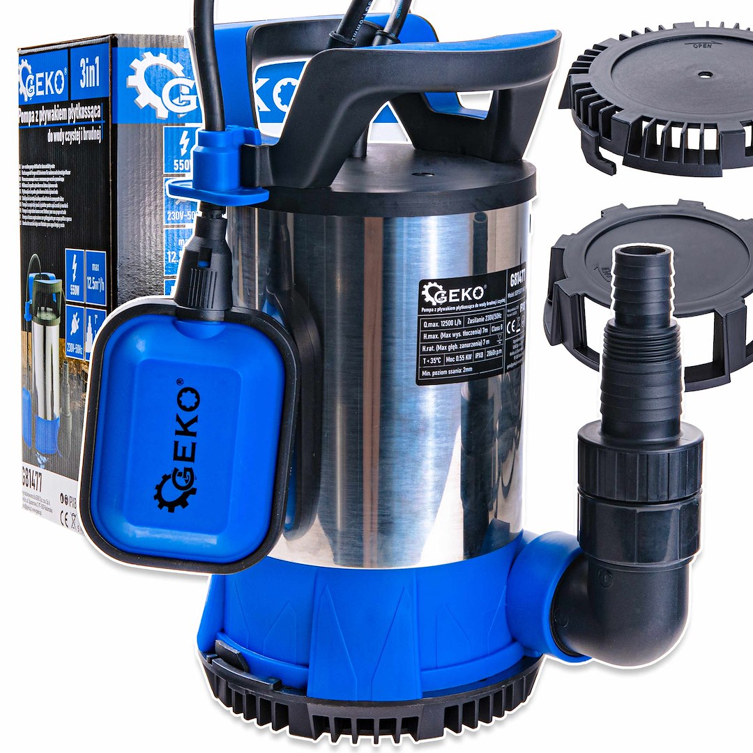 GEKO 3v1 ponorné čerpadlo pro čistou a znečištěnou vodu s plovákovým spínačem 550 W