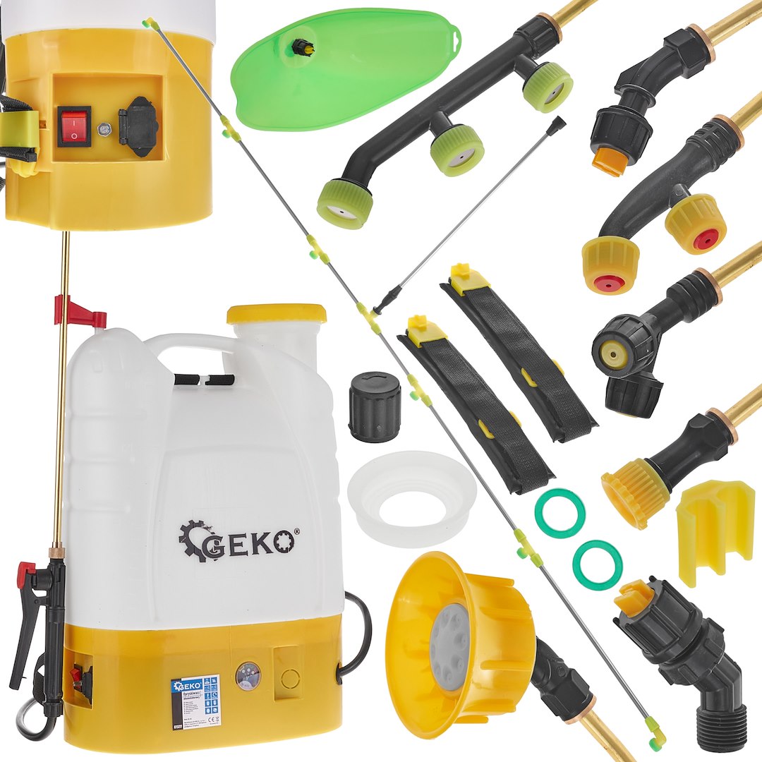 Zádový postřikovač 16 l, aku 12 V, 8 Ah, s příslušenstvím - GEKO