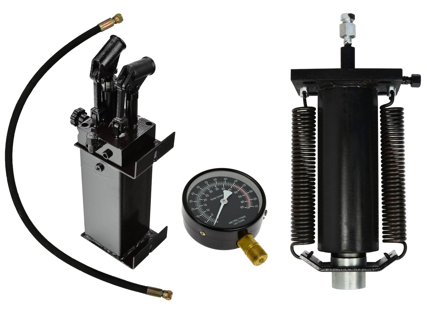 GEKO Sada pro 50tunový lis: válec s pružinami, dvourychlostní čerpadlo, manomentr s hadicí