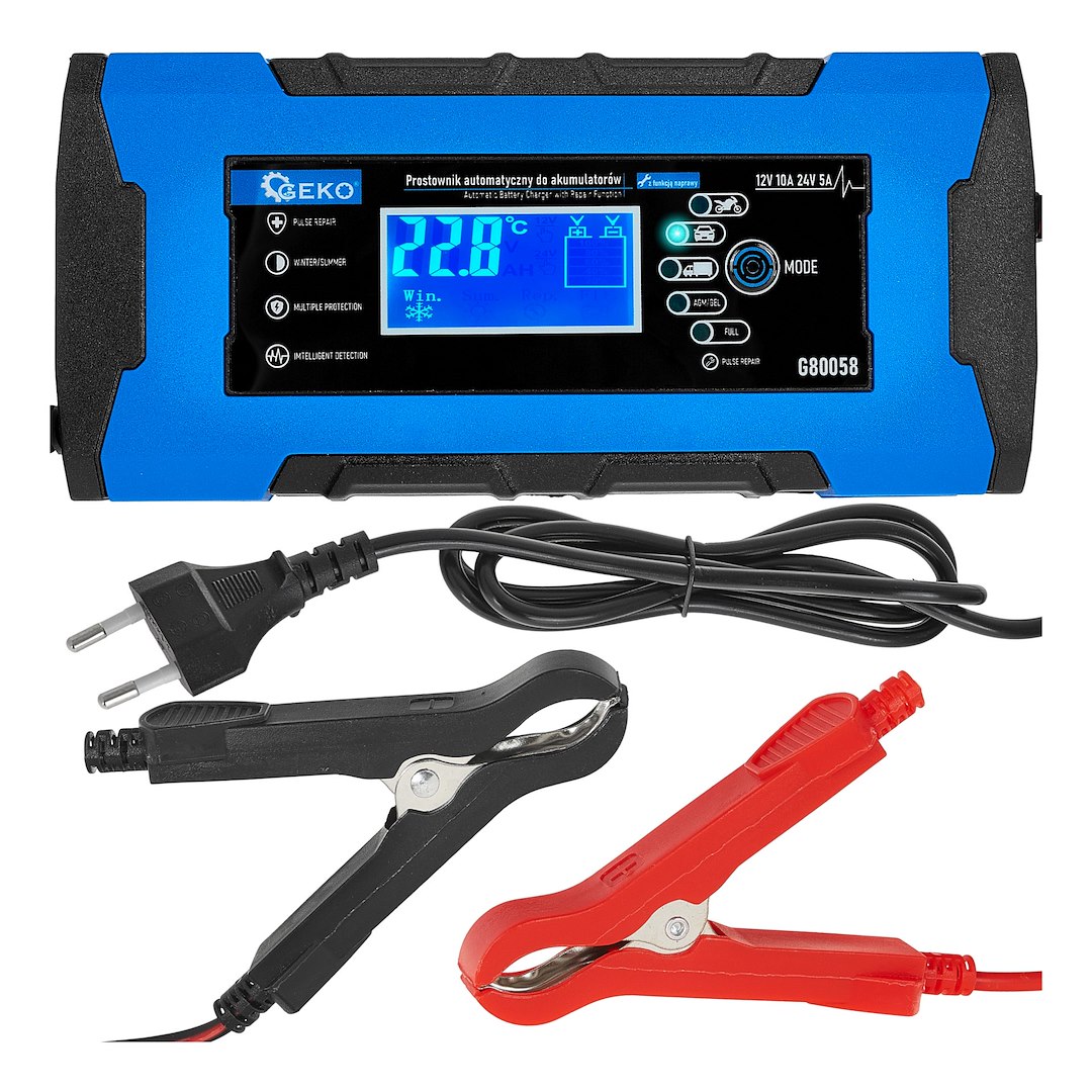Levně Automatická nabíječka baterií 12/24 V 10 A - GEKO