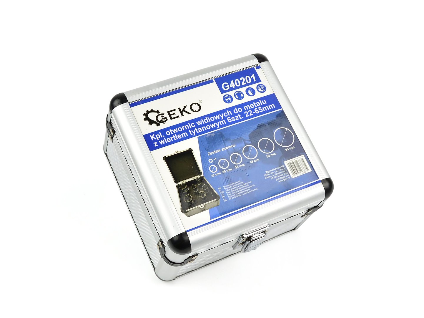 Korunkové vrtáky do kovu TCT, 22 - 65 mm, sada 6 ks - GEKO