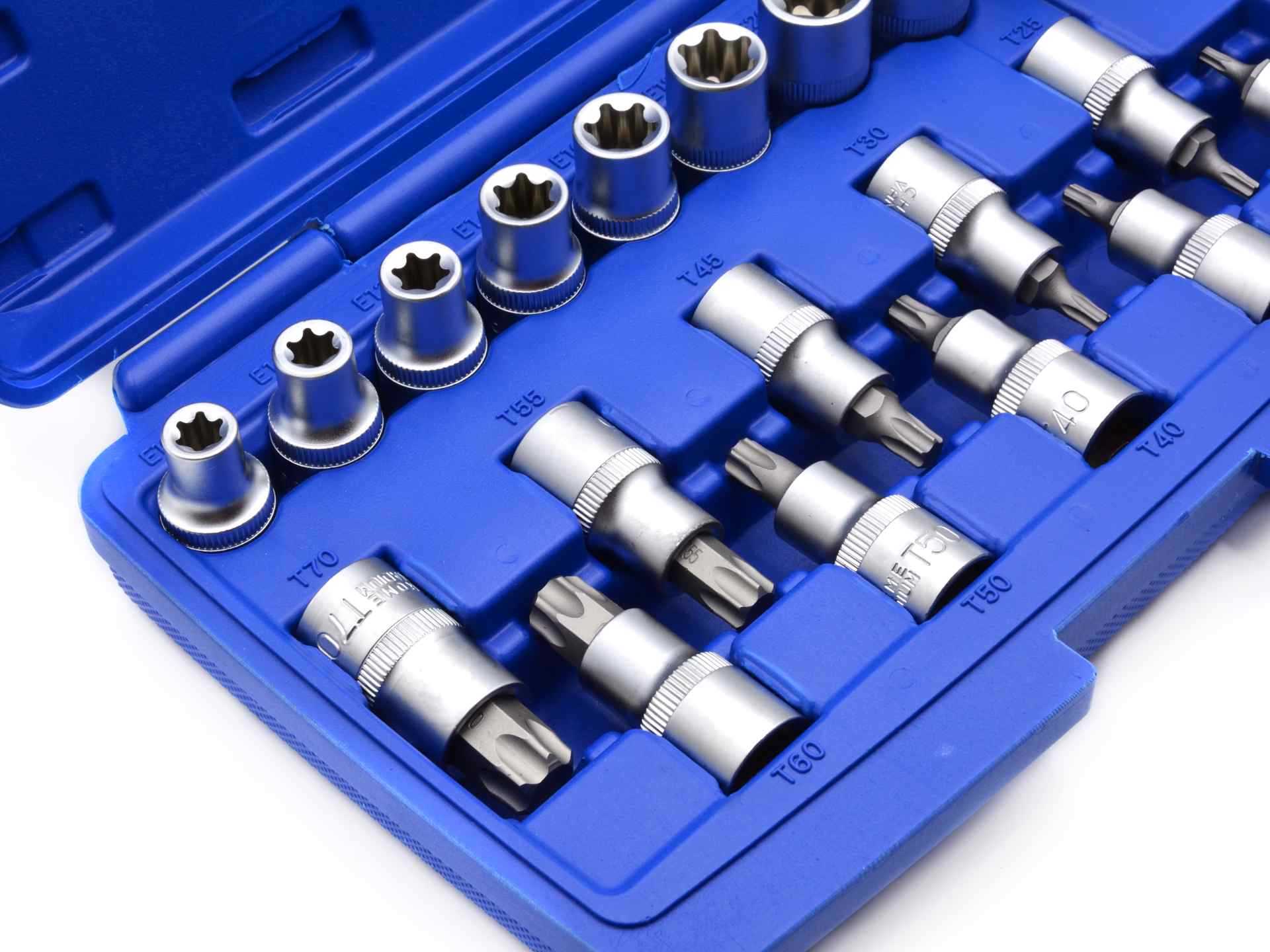 Sada nástrčných hlavic a bitů TORX 1/2″, 19ks GEKO