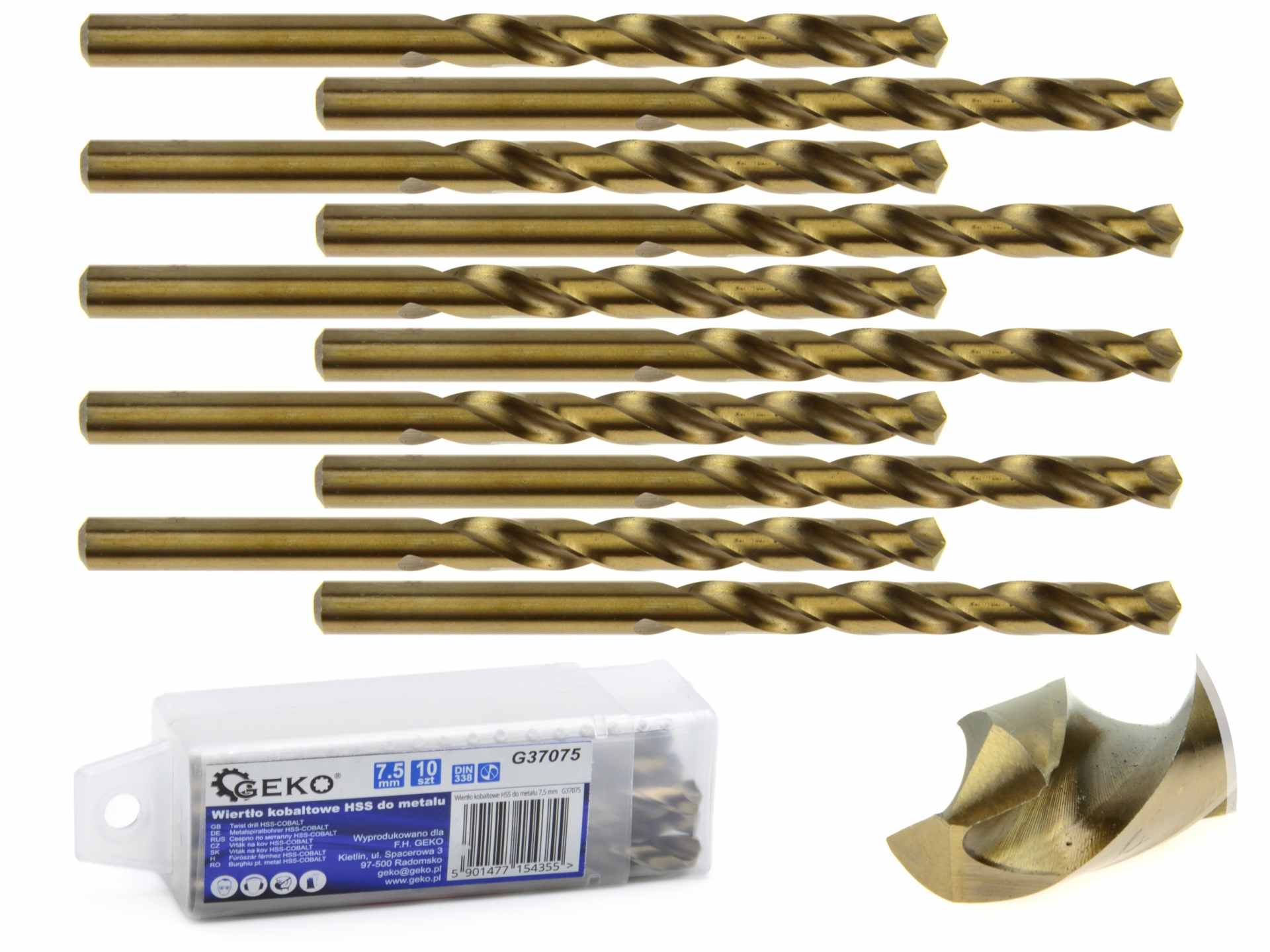 Vrták do kovu 7,5mm HSS, balení 10 ks - GEKO