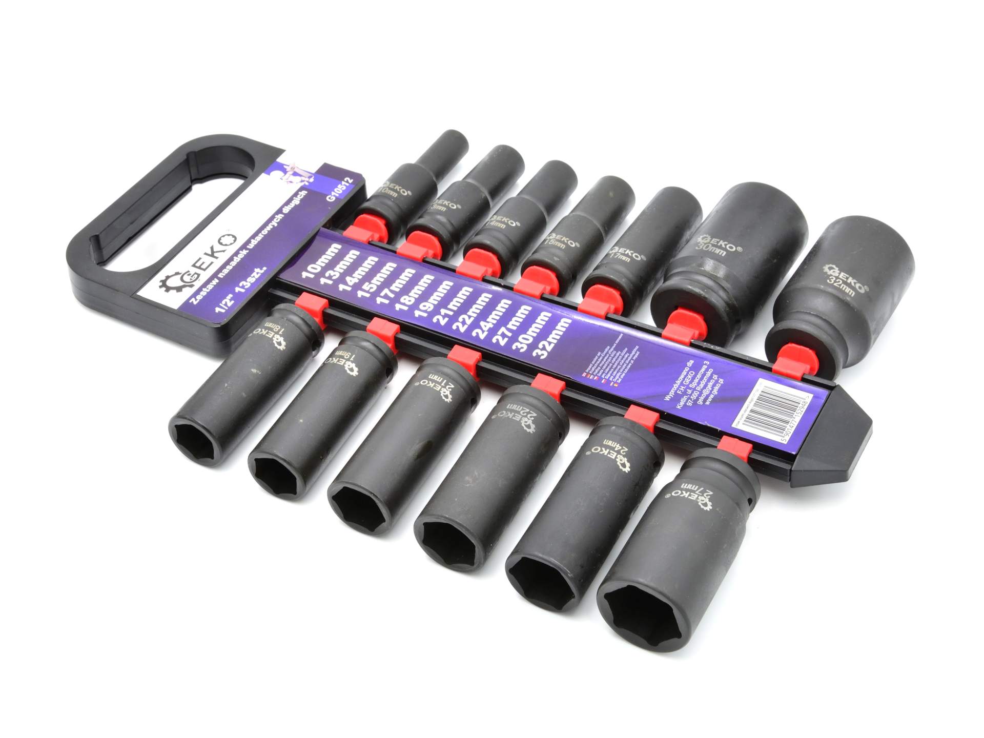 Sada 13 nástrčných rázových dlouhých hlavic 1/2″ – GEKO