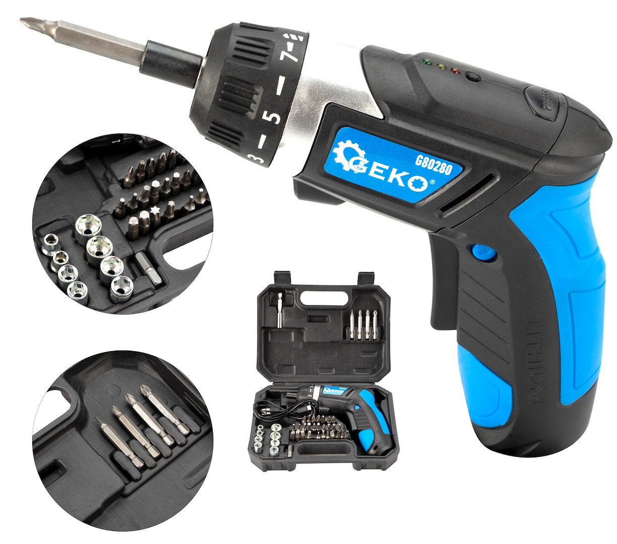 Aku šroubovák 3,6V s příslušenstvím, kufr - GEKO