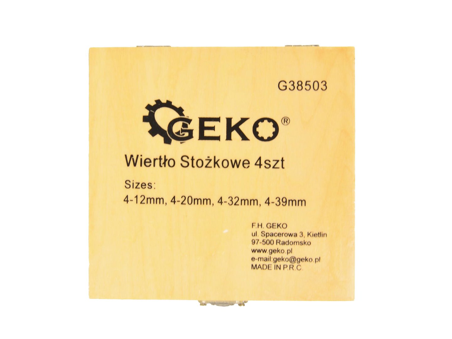 Vrtáky stupňovité, sada 4ks, 4-12mm, 4-20mm, 4-32mm, 4-39mm, dřevěná kazeta, TiN - GEKO
