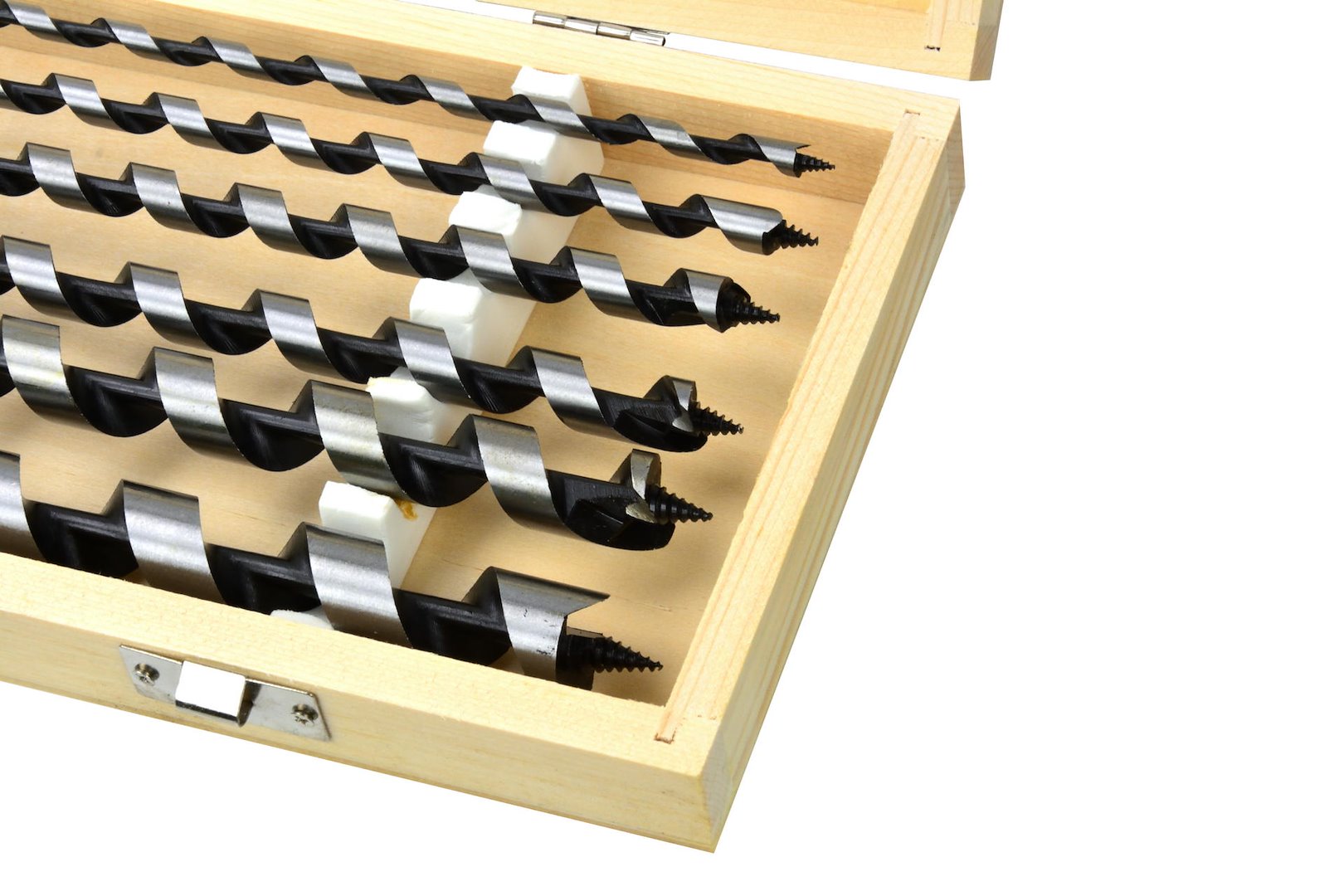 Vrtáky hadovité do dřeva, 6ks, dřevěná kazeta, 460mm, 6-18mm – GEKO