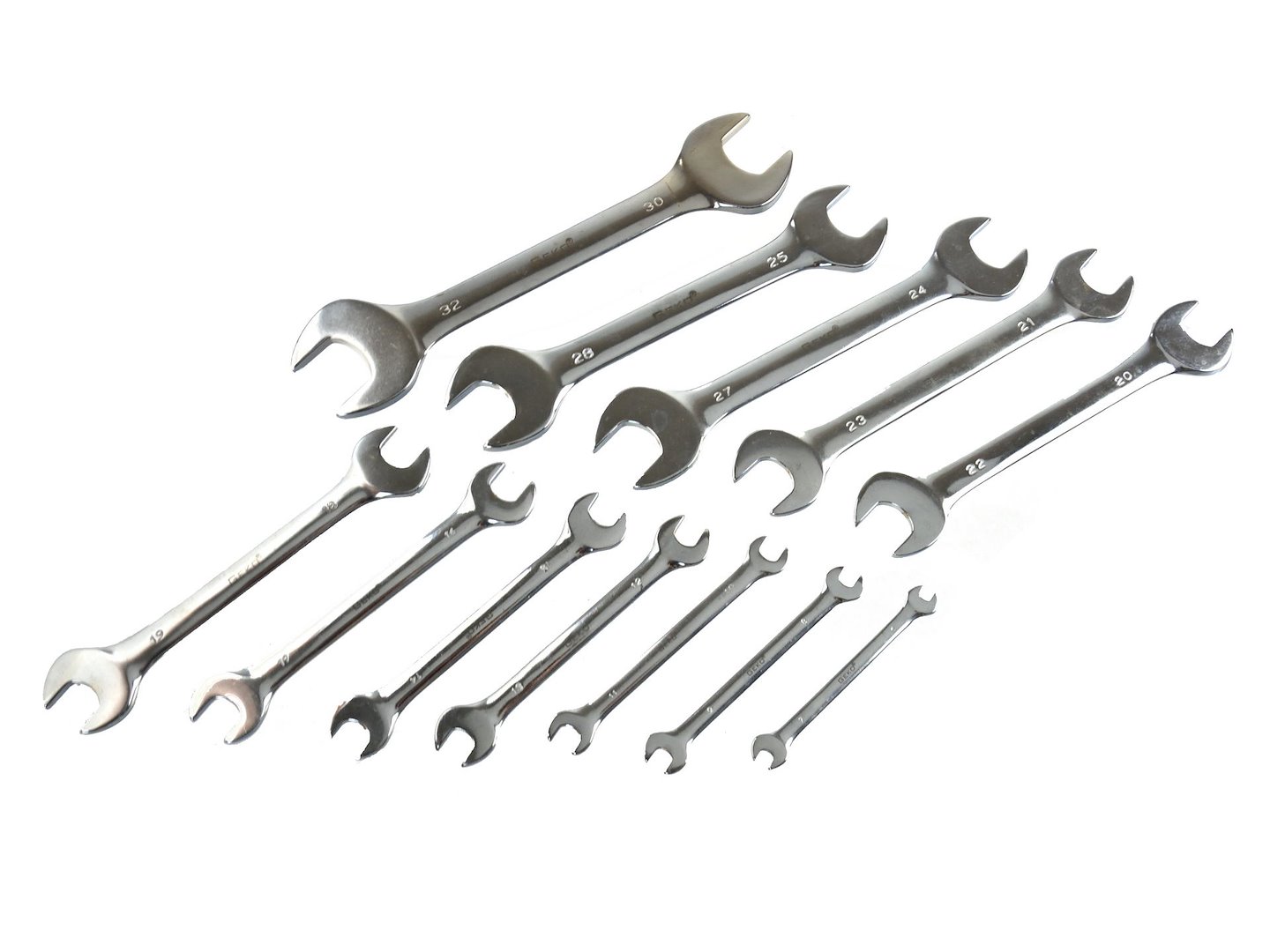 Klíče ploché leštěné, sada 12ks, 6-32mm, plast. držák - GEKO (obrázek 3)
