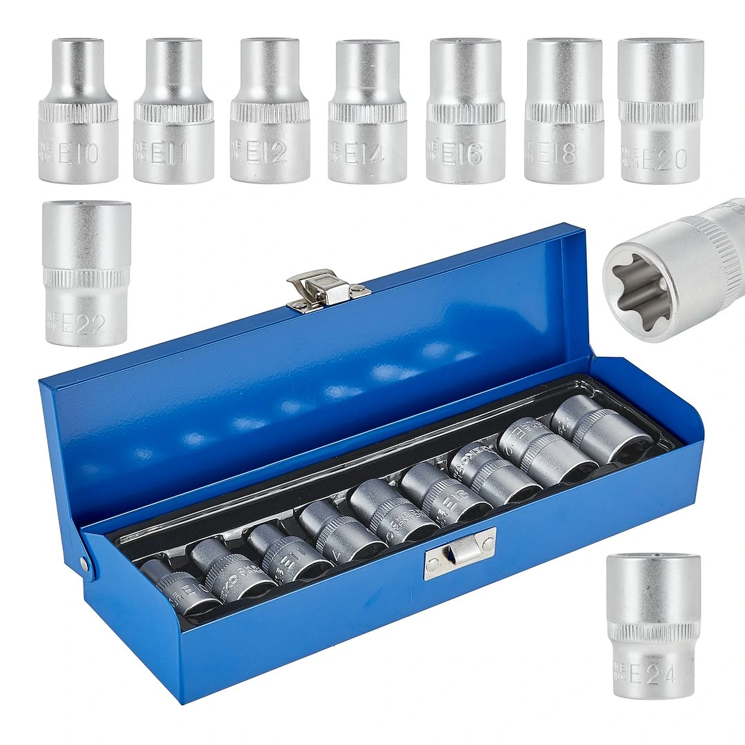 Sada hlavic torx, 9ks, E10-E24, 1/2" - GEKO