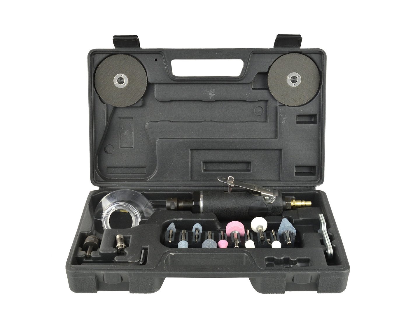 Pneumatická přímá bruska s příslušenstvím, 3 nebo 6mm, 1/4", 18000/min - GEKO